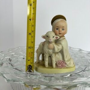 Vintage Boy‎ with Lamb Figurine Porcelain Religious Decor Giftable Collectible